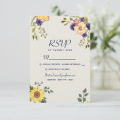 Rustikale Boho Watercolor-Blume Hochzeit RSVP Karte (Stehend Vorderseite)