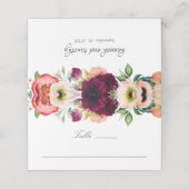 Rustikale Boho Watercolor Blumenhochzeit Platzkarte (Außenseite Aufgefaltet)