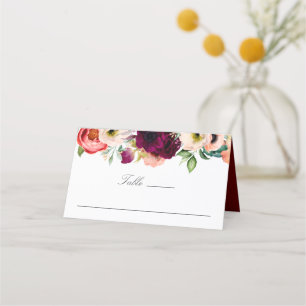 Rustikale Boho Watercolor Blumenhochzeit Platzkarte