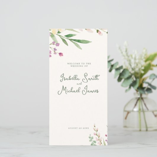 Rustikale Boho Watercolor-Wildblumen Hochzeit (Stehend Vorderseite)