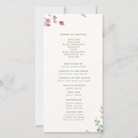 Rustikale Boho Watercolor-Wildblumen Hochzeit (Rückseite)