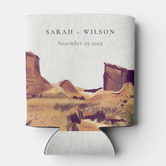 Rustikale Boho Watercolor Wüste Landschaft Hochzei Dosenkühler (Rückseite)