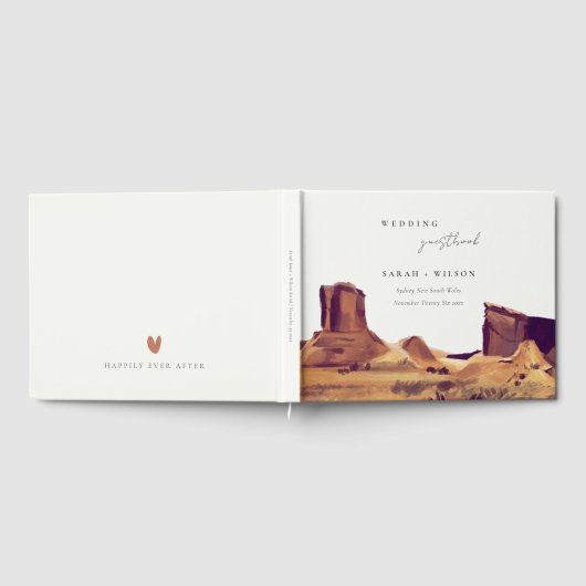 Rustikale Boho Watercolor Wüste Landschaft Hochzei Gästebuch (Voll)