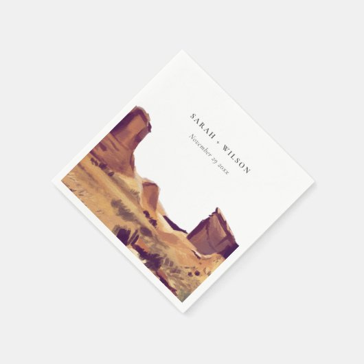 Rustikale Boho Watercolor Wüste Landschaft Hochzei Serviette (Ecke)