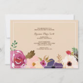 Rustikale Boho Watercor Blume Foto Grad Party Einladung (Rückseite)