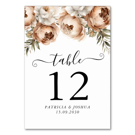 Rustikale Boho Wedding Tischnummer Card doppelseit (Vorderseite)