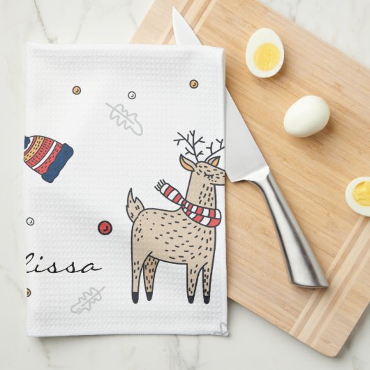 Rustikale Boho Weihnachtsfamilie Geschirrtuch (Viertel Falte)