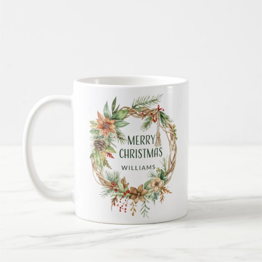 Rustikale Boho Weihnachtsfeiertag Tasse Kaffee (Links)