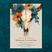 Rustikale Boho Western Cow Skull Floral Wedding Einladung