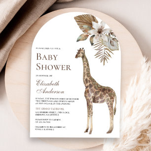 Rustikale Boho-Wild-Safari-Giraffen-Bogen-Baby-Par Einladung