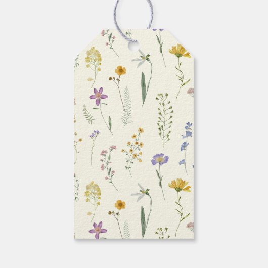 Rustikale Boho Wildblume Babydusche Geschenkanhänger (Rückseite)