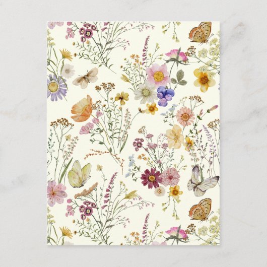 Rustikale Boho-Wildblume Begleitkarte (Rückseite)