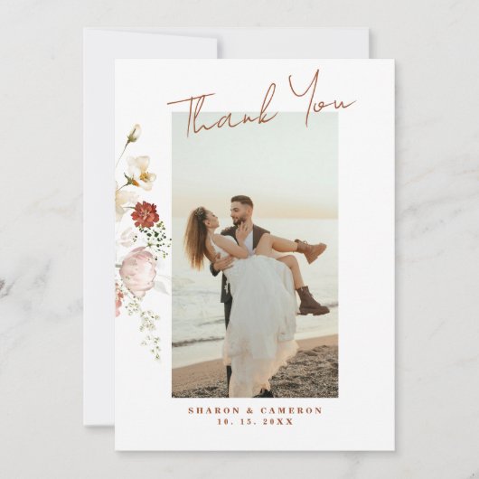 Rustikale Boho Wildblume Blumendetails Dankeskarte (Vorderseite)