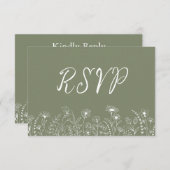 Rustikale Boho Wildblume Blumenzettel Green RSVP C (Vorne/Hinten)