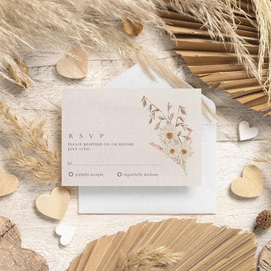 Rustikale Boho Wildblume Bohemisch Hochzeit RSVP Karte