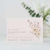 Rustikale Boho Wildblume Bohemisch Hochzeit RSVP Karte (Stehend Vorderseite)