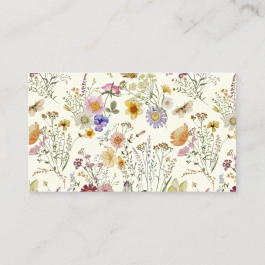 Rustikale Boho Wildblume Hochzeitdetails Begleitkarte (Rückseite)