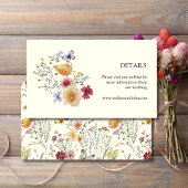 Rustikale Boho Wildblume Hochzeitdetails Begleitkarte