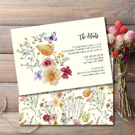 Rustikale Boho Wildblume Hochzeitdetails Begleitkarte