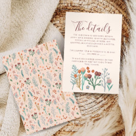 Rustikale Boho Wildblume Hochzeitdetails Begleitkarte