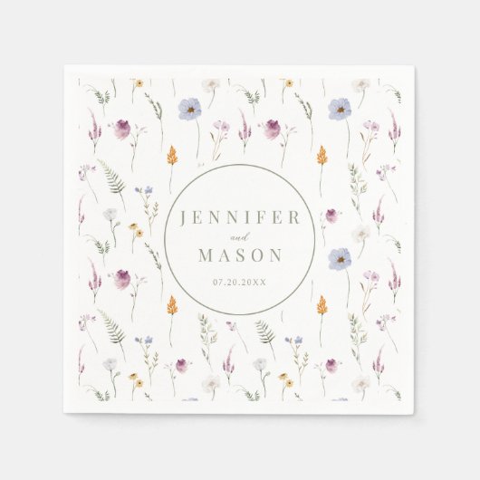 Rustikale Boho Wildblume Hochzeitspapiere Serviett Serviette (Vorderseite)