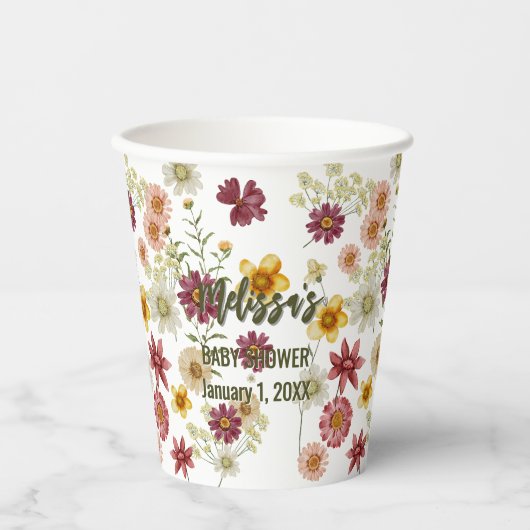 Rustikale boho-Wildblume Pappbecher (Vorderseite)