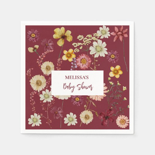 Rustikale boho-Wildblume Serviette (Vorderseite)