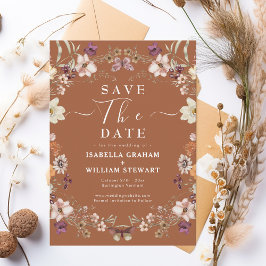 Rustikale Boho Wildblume Terracotta Save the Date Einladung