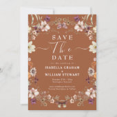 Rustikale Boho Wildblume Terracotta Save the Date Einladung (Vorderseite)