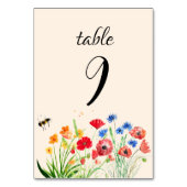 Rustikale Boho Wildblume Wasserfarben Blumenhochze Tischnummer (Vorderseite)