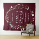 Rustikale Boho-Wildblumen-Chic-Burgunder-Brautdusc Wandteppich (Beispiel (Horizontal))