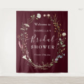 Rustikale Boho-Wildblumen-Chic-Burgunder-Brautdusc Wandteppich (Vorderseite)