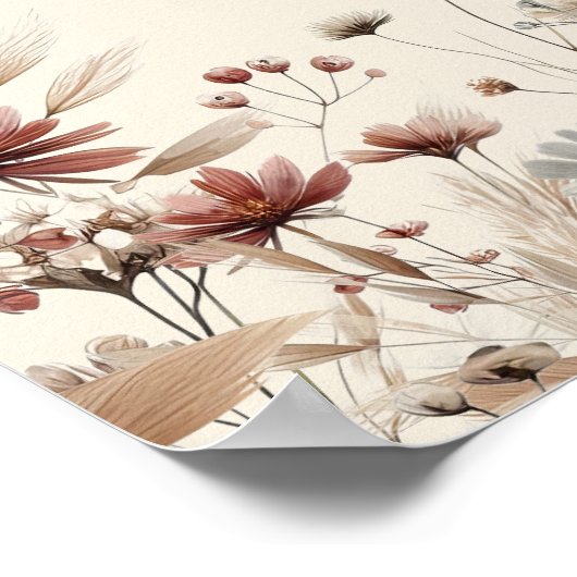 Rustikale Boho Wildblumen Elegante Hochzeit Willko Poster (Ecke)