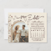 Rustikale Boho Wildblumen Foto & Calendar Wedding Save The Date (Vorderseite)