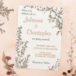 Rustikale Boho-Wildblumen Hochzeit Einladung