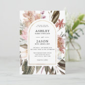 Rustikale Boho-Wildblumen Hochzeit mit QR-Code Einladung (Stehend Vorderseite)