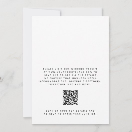 Rustikale Boho-Wildblumen Hochzeit mit QR-Code Einladung (Rückseite)