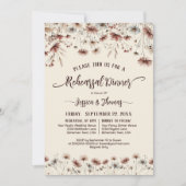 Rustikale Boho Wildblumen Hochzeit Probe & Abendes Einladung (Vorderseite)