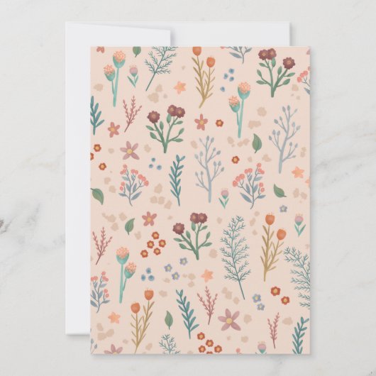 Rustikale Boho Wildblumen Hochzeit Rehersal Einladung (Rückseite)