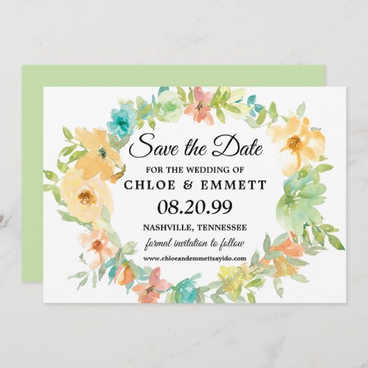 Rustikale Boho-Wildblumen Hochzeiten speichern das Save The Date (Vorne/Hinten)