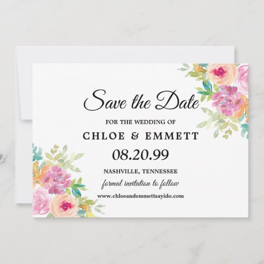 Rustikale Boho-Wildblumen Hochzeiten speichern das Save The Date (Vorderseite)