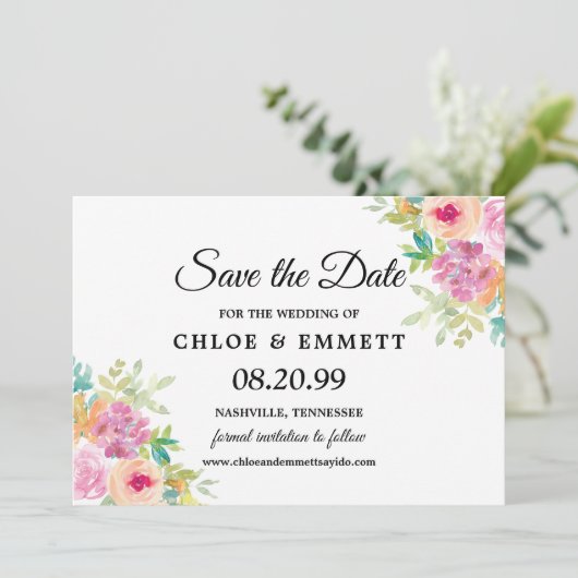 Rustikale Boho-Wildblumen Hochzeiten speichern das Save The Date (Stehend Vorderseite)