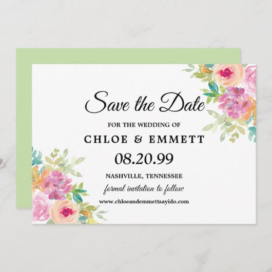 Rustikale Boho-Wildblumen Hochzeiten speichern das Save The Date (Vorne/Hinten)