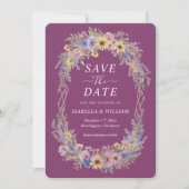 Rustikale Boho-Wildblumen-Save-the-Date-Beeren-Pur Einladung (Vorderseite)