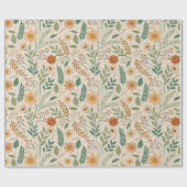 Rustikale Boho-Wildblumen- und Blattmuster Geschenkpapier (Flach)