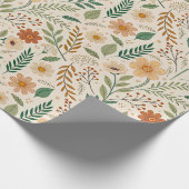 Rustikale Boho-Wildblumen- und Blattmuster Geschenkpapier (Ecke)
