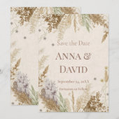 Rustikale Boho-Winter-Save-the-Date-Karte mit Pamp Einladung (Vorne/Hinten)