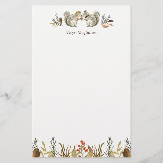 Rustikale Boho Woodland Eichhörnchen Wasserfarbenh Briefpapier (Vorderseite)