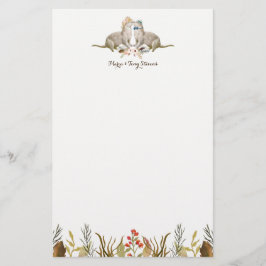 Rustikale Boho Woodland Otter Wasserfarbenhochzeit Briefpapier