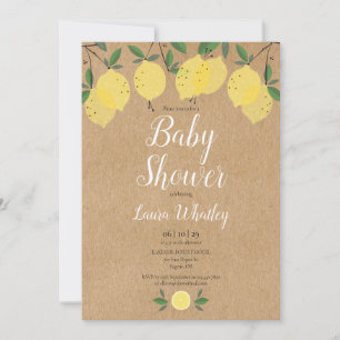 Rustikale Boho-Zitronen-Baby-Party Einladung